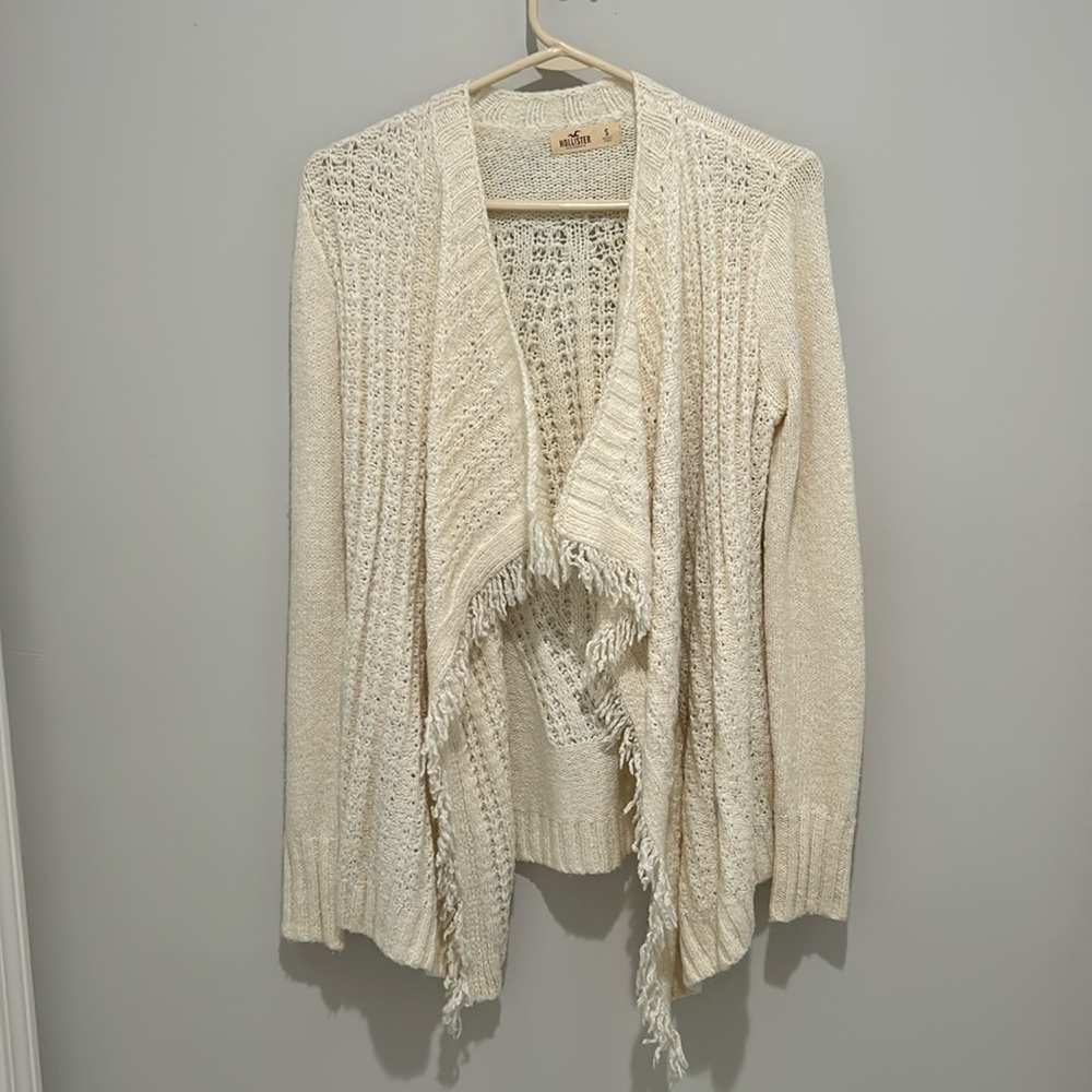 Hollister cream fringe cardigan | S